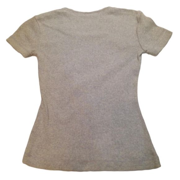 Y2K Tommy Hilfiger Gray Square Neck Ribbed Short Sleeve Top - Picture 2 of 3